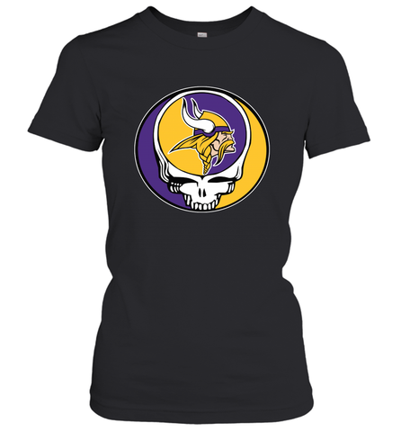 Minnesota Vikings Grateful Dead Steal Your Face NFL Football Womens T-Shirt Womens T-Shirt / Black / XS Womens T-Shirt - VeigarTee