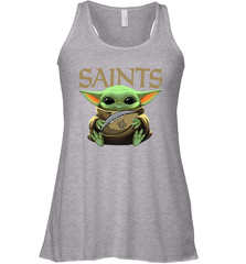 Baby Yoda Loves The New Orleans Saints Star Wars Baby Yoda Hugs Saints NFL Womens Racerback Tank Top Womens Racerback Tank Top - VeigarTee