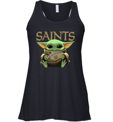 Baby Yoda Loves The New Orleans Saints Star Wars Baby Yoda Hugs Saints NFL Womens Racerback Tank Top Womens Racerback Tank Top - VeigarTee