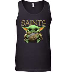 Baby Yoda Loves The New Orleans Saints Star Wars Baby Yoda Hugs Saints NFL Mens Tank Top Mens Tank Top - VeigarTee