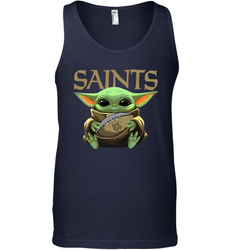 Baby Yoda Loves The New Orleans Saints Star Wars Baby Yoda Hugs Saints NFL Mens Tank Top