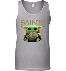 Baby Yoda Loves The New Orleans Saints Star Wars Baby Yoda Hugs Saints NFL Mens Tank Top Mens Tank Top - VeigarTee