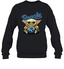 Baby Yoda Hugs Loves The Kansas City Royals Baseball Adult Sweatshirt Adult Sweatshirt - VeigarTee