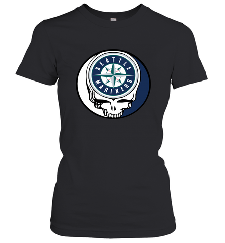 Seattle Mariners Grateful Dead Steal Your Face Baseball Womens T-Shirt Womens T-Shirt / Black / XS Womens T-Shirt - VeigarTee