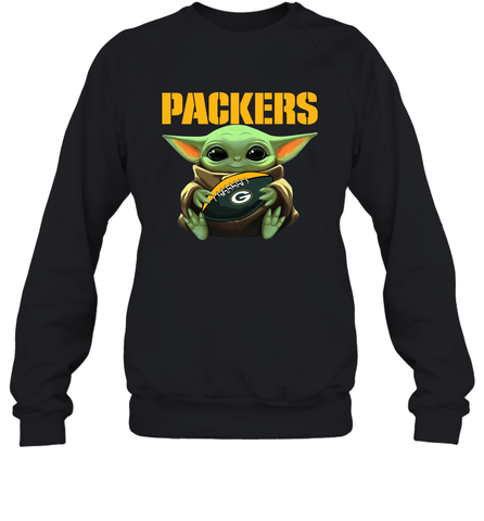 Baby Yoda Loves The Green Bay Packers Star Wars Baby Yoda Hugs Packers NFL Adult Sweatshirt Adult Sweatshirt / Black / S Adult Sweatshirt - VeigarTee