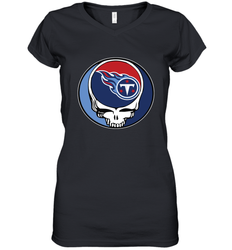Tennessee Titans Grateful Dead Steal Your Face NFL Football Womens V-Neck T-Shirt