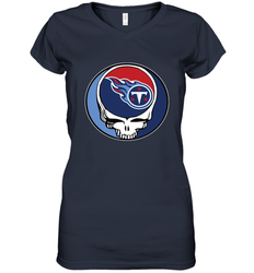 Tennessee Titans Grateful Dead Steal Your Face NFL Football Womens V-Neck T-Shirt