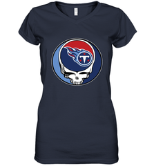 Tennessee Titans Grateful Dead Steal Your Face NFL Football Womens V-Neck T-Shirt Womens V-Neck T-Shirt - VeigarTee