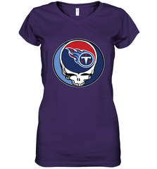 Tennessee Titans Grateful Dead Steal Your Face NFL Football Womens V-Neck T-Shirt Womens V-Neck T-Shirt - VeigarTee