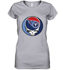 Tennessee Titans Grateful Dead Steal Your Face NFL Football Womens V-Neck T-Shirt Womens V-Neck T-Shirt - VeigarTee