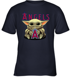 Baby Yoda Hugs Loves The Los Angeles Angels Baseball Youth T-Shirt
