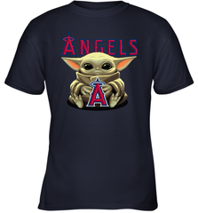 Baby Yoda Hugs Loves The Los Angeles Angels Baseball Youth T-Shirt Youth T-Shirt - VeigarTee