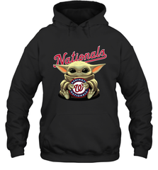 Baby Yoda Hugs Loves The Washington Nationals Baseball Adult Hoodie Sweatshirt Adult Hoodie Sweatshirt - VeigarTee