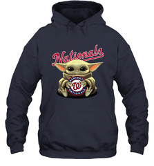 Baby Yoda Hugs Loves The Washington Nationals Baseball Adult Hoodie Sweatshirt Adult Hoodie Sweatshirt - VeigarTee