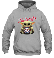 Baby Yoda Hugs Loves The Washington Nationals Baseball Adult Hoodie Sweatshirt Adult Hoodie Sweatshirt - VeigarTee