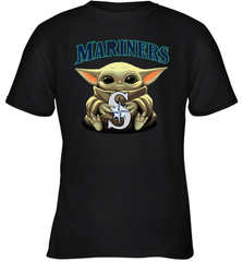Baby Yoda Hugs Loves The Seattle Mariners Baseball Youth T-Shirt Youth T-Shirt - VeigarTee