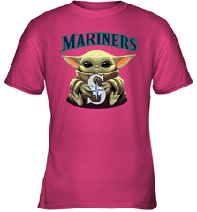 Baby Yoda Hugs Loves The Seattle Mariners Baseball Youth T-Shirt Youth T-Shirt - VeigarTee
