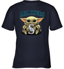Baby Yoda Hugs Loves The Seattle Mariners Baseball Youth T-Shirt Youth T-Shirt - VeigarTee