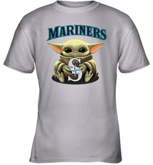 Baby Yoda Hugs Loves The Seattle Mariners Baseball Youth T-Shirt Youth T-Shirt - VeigarTee