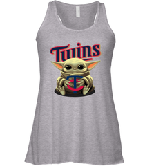 Baby Yoda Hugs Loves The Minnesota Twins Baseball Womens Racerback Tank Top Womens Racerback Tank Top - VeigarTee