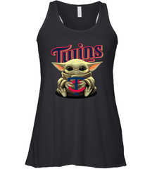 Baby Yoda Hugs Loves The Minnesota Twins Baseball Womens Racerback Tank Top Womens Racerback Tank Top - VeigarTee