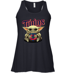 Baby Yoda Hugs Loves The Minnesota Twins Baseball Womens Racerback Tank Top Womens Racerback Tank Top - VeigarTee