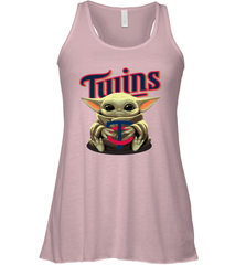 Baby Yoda Hugs Loves The Minnesota Twins Baseball Womens Racerback Tank Top Womens Racerback Tank Top - VeigarTee