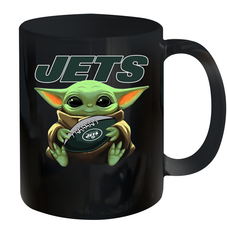 Baby Yoda Loves The New York Jets Star Wars Baby Yoda Hugs Jets NFL Ceramic Mug 11oz Ceramic Mug 11oz - VeigarTee
