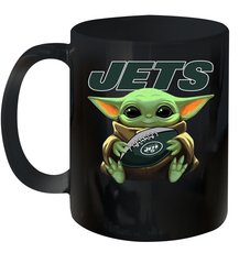 Baby Yoda Loves The New York Jets Star Wars Baby Yoda Hugs Jets NFL Ceramic Mug 11oz Ceramic Mug 11oz - VeigarTee
