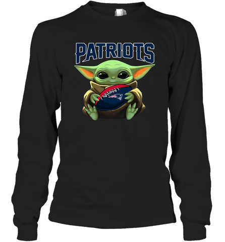 Baby Yoda Loves The New England Patriots Star Wars Baby Yoda Hugs Patriots NFL Adult Long Sleeve T-Shirt Adult Long Sleeve T-Shirt / Black / S Adult Long Sleeve T-Shirt - VeigarTee