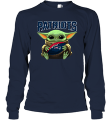 Baby Yoda Loves The New England Patriots Star Wars Baby Yoda Hugs Patriots NFL Adult Long Sleeve T-Shirt Adult Long Sleeve T-Shirt - VeigarTee
