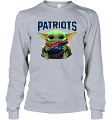 Baby Yoda Loves The New England Patriots Star Wars Baby Yoda Hugs Patriots NFL Adult Long Sleeve T-Shirt Adult Long Sleeve T-Shirt - VeigarTee