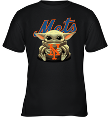 Baby Yoda Hugs Loves The New York Mets Baseball Youth T-Shirt Youth T-Shirt - VeigarTee