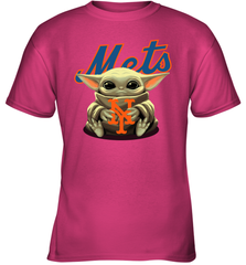 Baby Yoda Hugs Loves The New York Mets Baseball Youth T-Shirt Youth T-Shirt - VeigarTee