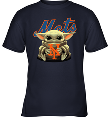 Baby Yoda Hugs Loves The New York Mets Baseball Youth T-Shirt Youth T-Shirt - VeigarTee