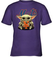 Baby Yoda Hugs Loves The New York Mets Baseball Youth T-Shirt Youth T-Shirt - VeigarTee