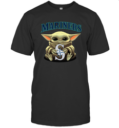 Baby Yoda Hugs Loves The Seattle Mariners Baseball Mens T-Shirt