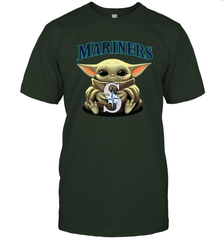 Baby Yoda Hugs Loves The Seattle Mariners Baseball Mens T-Shirt Mens T-Shirt - VeigarTee