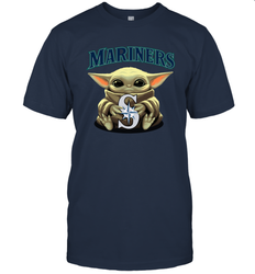 Baby Yoda Hugs Loves The Seattle Mariners Baseball Mens T-Shirt