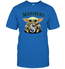 Baby Yoda Hugs Loves The Seattle Mariners Baseball Mens T-Shirt Mens T-Shirt - VeigarTee