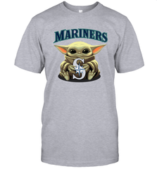 Baby Yoda Hugs Loves The Seattle Mariners Baseball Mens T-Shirt Mens T-Shirt - VeigarTee