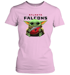 Baby Yoda Loves The Atlanta Falcons Star Wars Baby Yoda Hugs Falcons NFL Womens T-Shirt Womens T-Shirt - VeigarTee