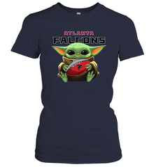 Baby Yoda Loves The Atlanta Falcons Star Wars Baby Yoda Hugs Falcons NFL Womens T-Shirt Womens T-Shirt - VeigarTee