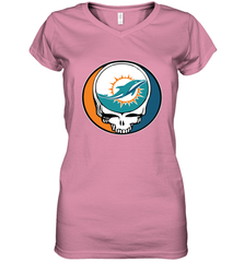 Miami Dolphins Grateful Dead Steal Your Face NFL Football Womens V-Neck T-Shirt Womens V-Neck T-Shirt - VeigarTee