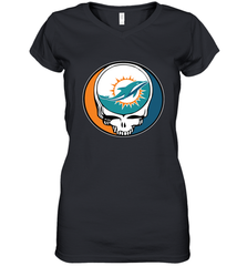 Miami Dolphins Grateful Dead Steal Your Face NFL Football Womens V-Neck T-Shirt Womens V-Neck T-Shirt - VeigarTee