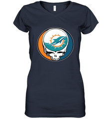 Miami Dolphins Grateful Dead Steal Your Face NFL Football Womens V-Neck T-Shirt Womens V-Neck T-Shirt - VeigarTee