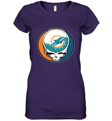 Miami Dolphins Grateful Dead Steal Your Face NFL Football Womens V-Neck T-Shirt Womens V-Neck T-Shirt - VeigarTee