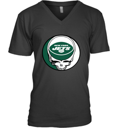 New York Jets Grateful Dead Steal Your Face NFL Football Mens V-Neck T-Shirt