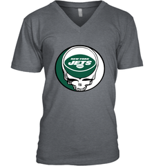 New York Jets Grateful Dead Steal Your Face NFL Football Mens V-Neck T-Shirt Mens V-Neck T-Shirt - VeigarTee