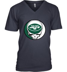 New York Jets Grateful Dead Steal Your Face NFL Football Mens V-Neck T-Shirt Mens V-Neck T-Shirt - VeigarTee